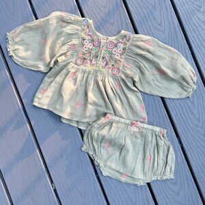 NWOT Pink Chicken Embroidered 2-Piece Set